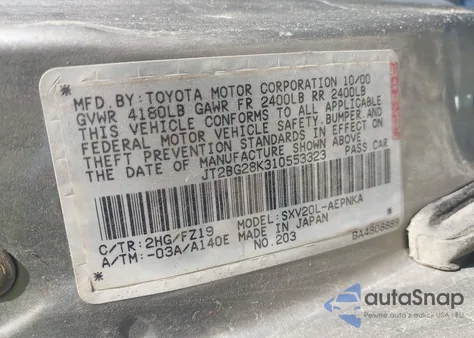 2001 Toyota Camry Le from USA, damaged, VIN JT2BG28K310553323